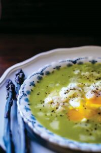 Asparagus Soup with Poached Eggs Recipe Image